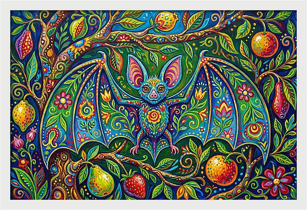 Fruit Bat Among Vibrant Foliage