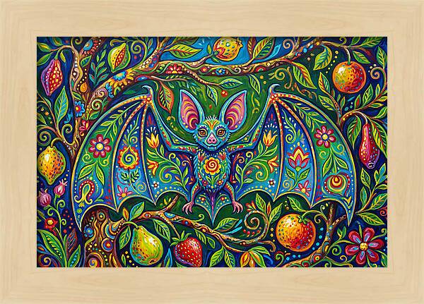 Fruit Bat Among Vibrant Foliage