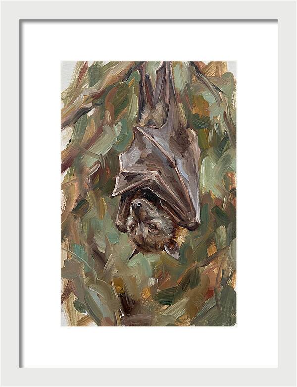 Fruit Bat Hanging Among Leaves