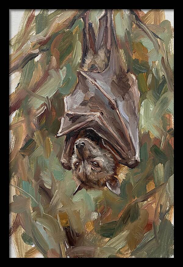 Fruit Bat Hanging Among Leaves