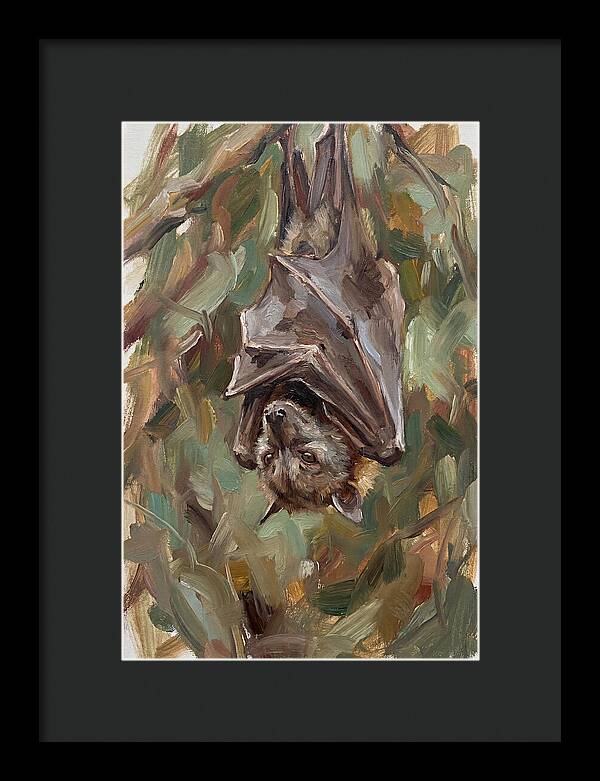 Fruit Bat Hanging Among Leaves