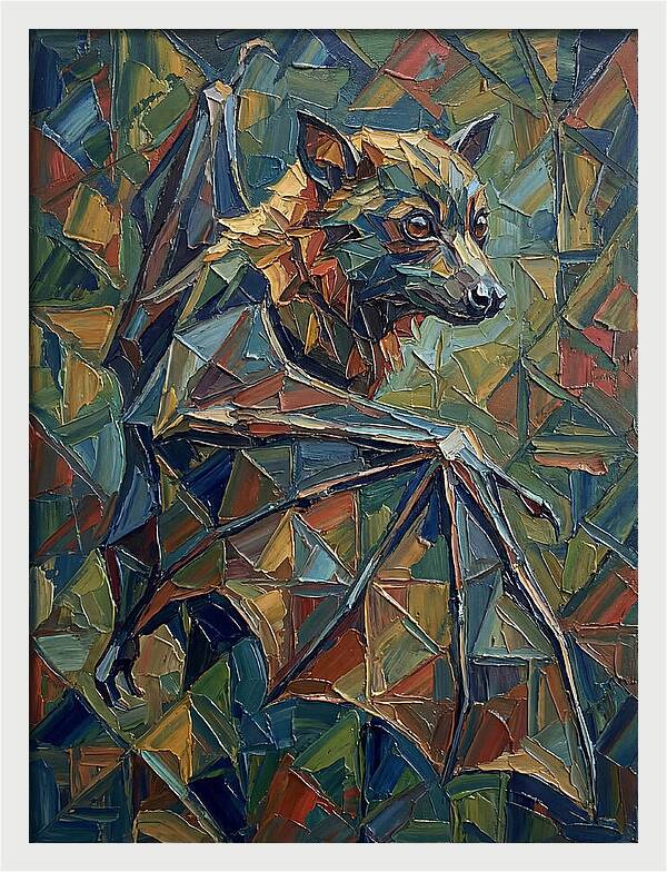 Fruit Bat In Abstract Colors