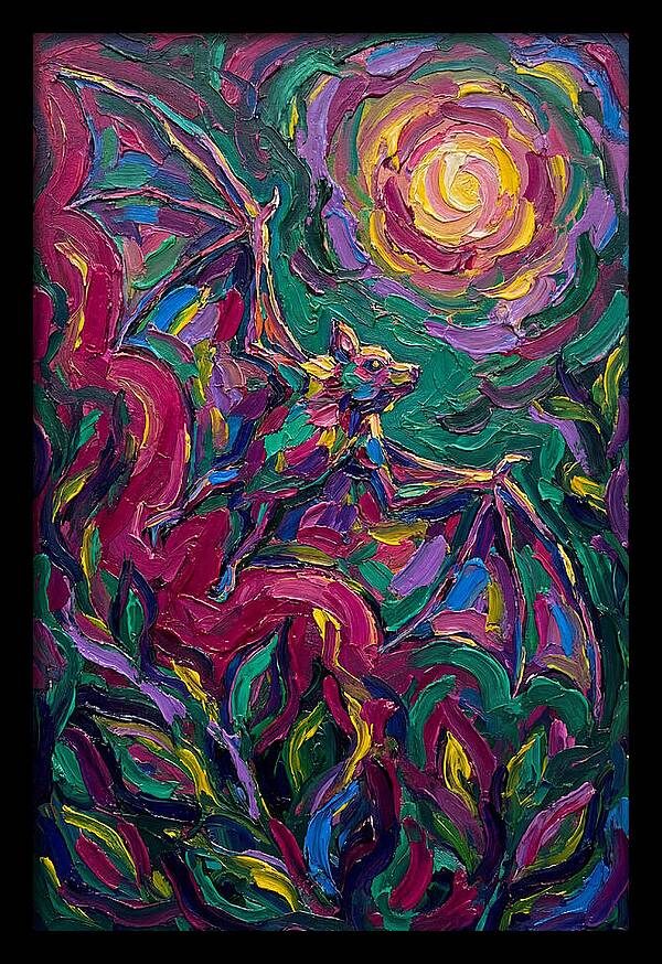 Fruit Bat In Vibrant Flight