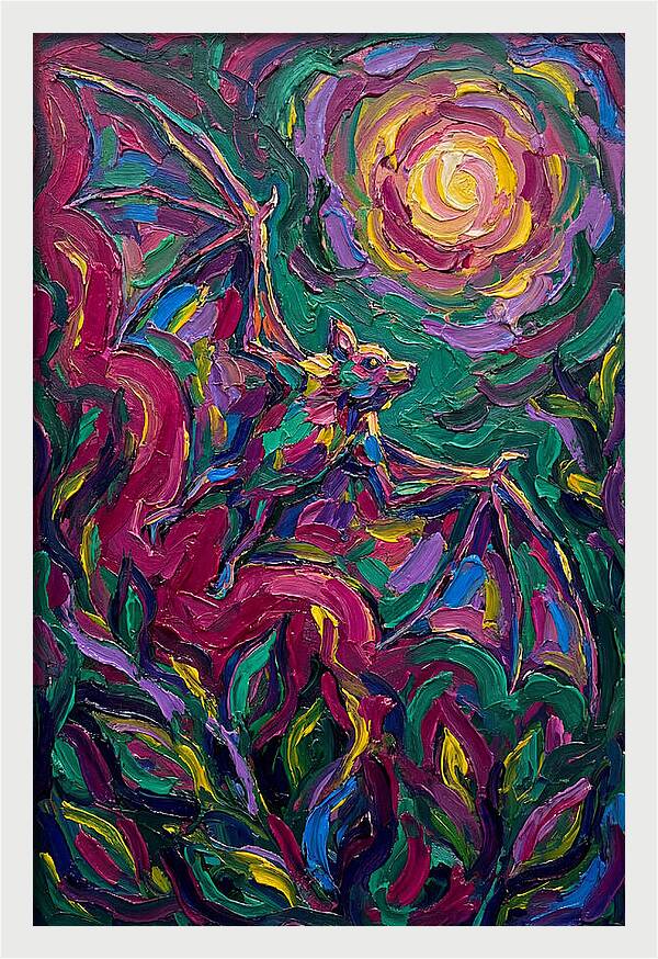 Fruit Bat In Vibrant Flight