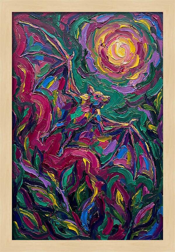 Fruit Bat In Vibrant Flight