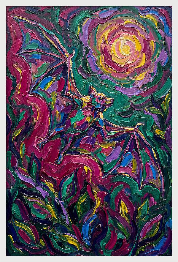 Fruit Bat In Vibrant Flight