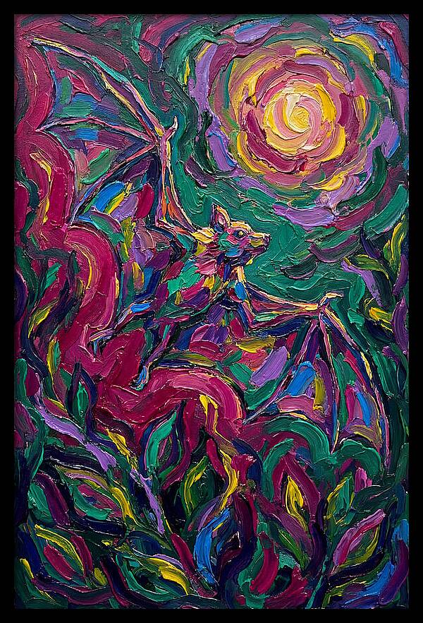 Fruit Bat In Vibrant Flight