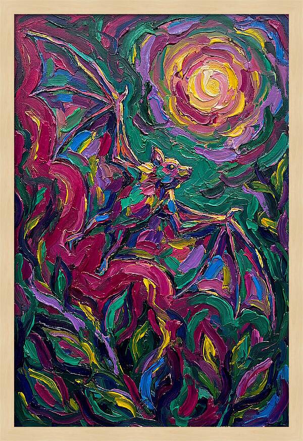 Fruit Bat In Vibrant Flight