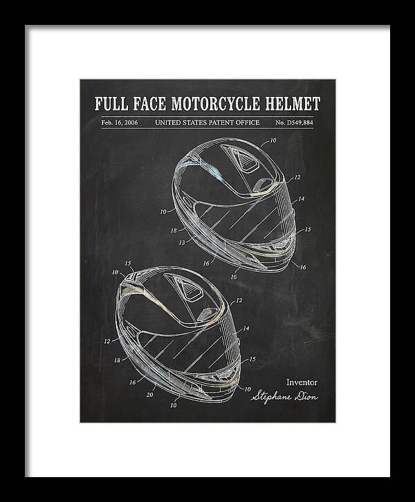 Full Face Motorcycle Helmet Chalkboard Patent Usd549884s1