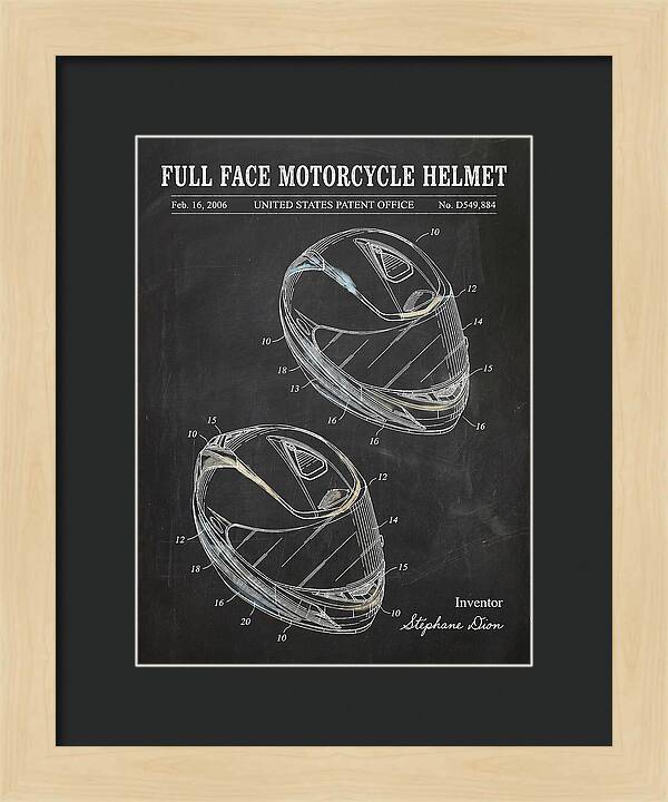 Full Face Motorcycle Helmet Chalkboard Patent Usd549884s1