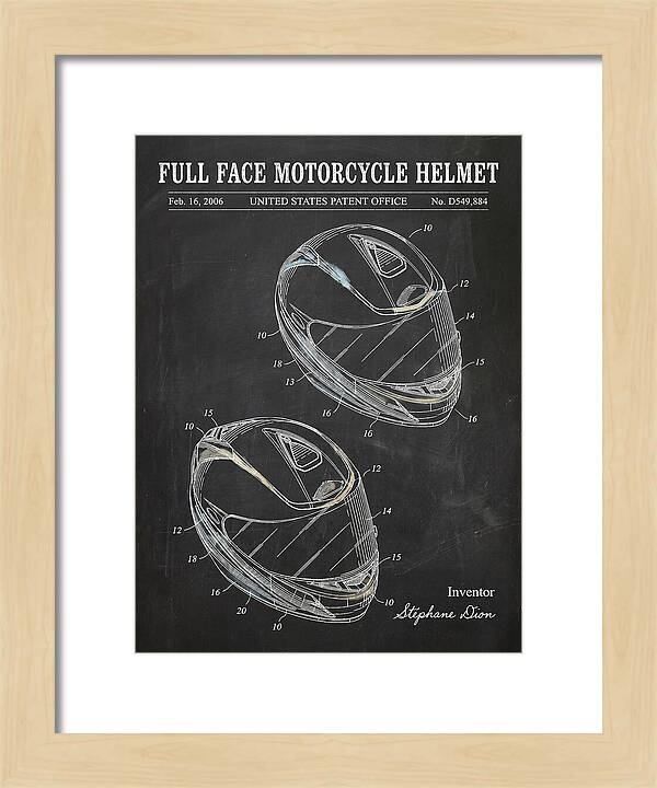 Full Face Motorcycle Helmet Chalkboard Patent Usd549884s1