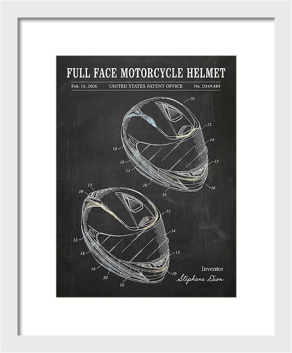 Full Face Motorcycle Helmet Chalkboard Patent Usd549884s1