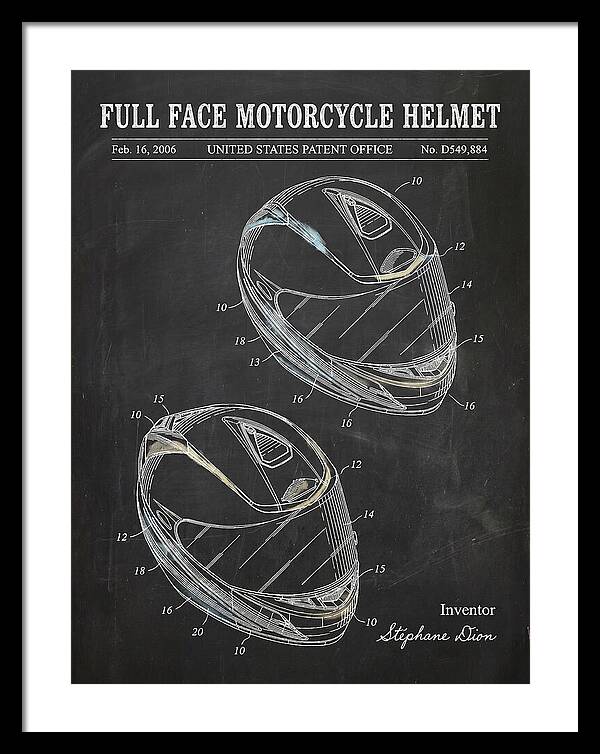 Full Face Motorcycle Helmet Chalkboard Patent Usd549884s1