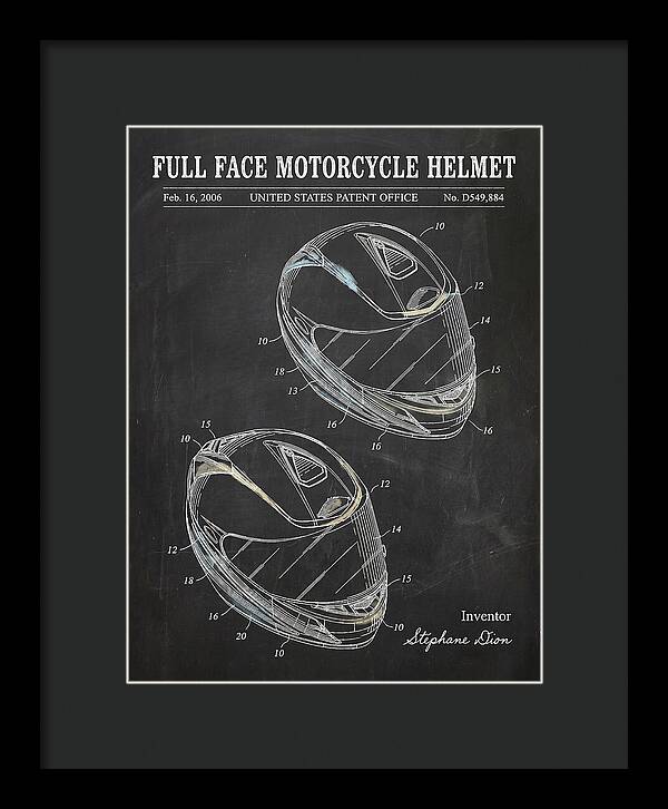 Full Face Motorcycle Helmet Chalkboard Patent Usd549884s1