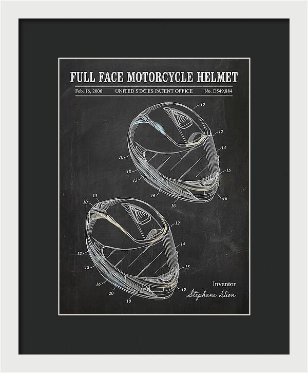 Full Face Motorcycle Helmet Chalkboard Patent Usd549884s1