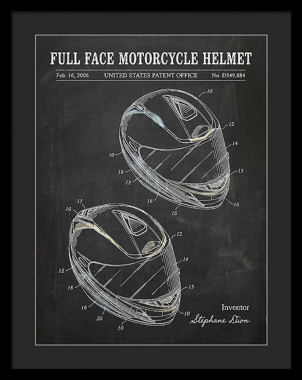 Full Face Motorcycle Helmet Chalkboard Patent Usd549884s1