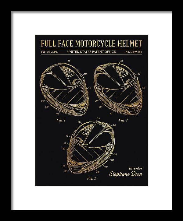 Full Face Motorcycle Helmet Gold Patent Usd549884s1