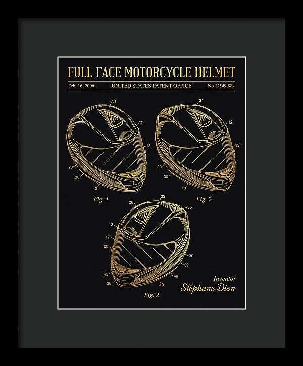 Full Face Motorcycle Helmet Gold Patent Usd549884s1