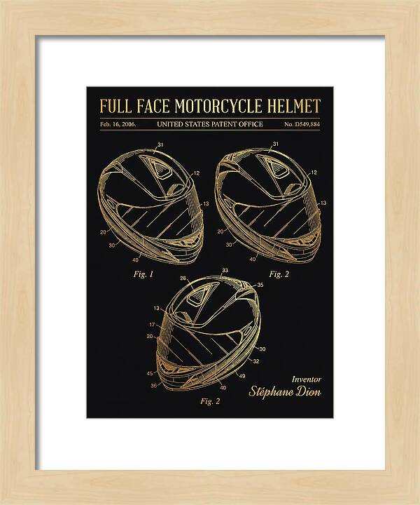 Full Face Motorcycle Helmet Gold Patent Usd549884s1
