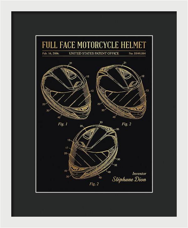 Full Face Motorcycle Helmet Gold Patent Usd549884s1