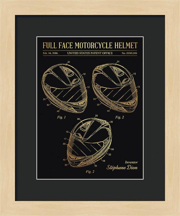 Full Face Motorcycle Helmet Gold Patent Usd549884s1