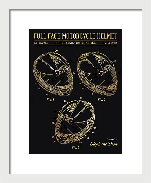 Full Face Motorcycle Helmet Gold Patent Usd549884s1