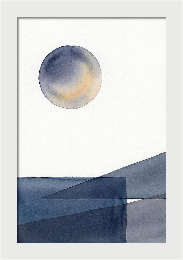 Full Moon Over Abstract Landscape