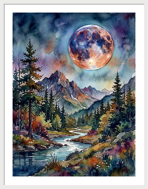 Full Moon Over Mountain Stream