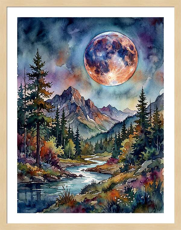 Full Moon Over Mountain Stream
