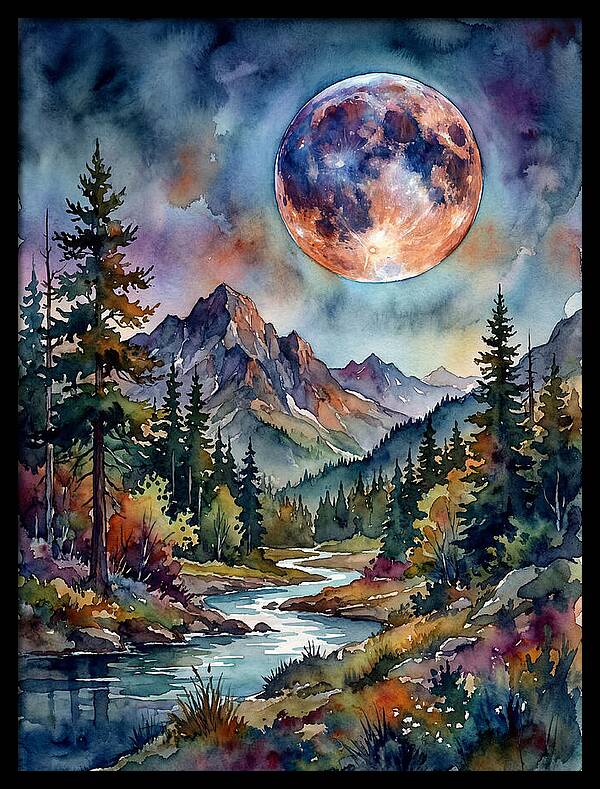 Full Moon Over Mountain Stream