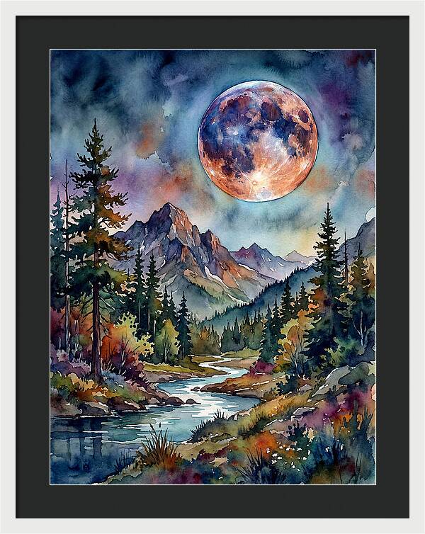 Full Moon Over Mountain Stream