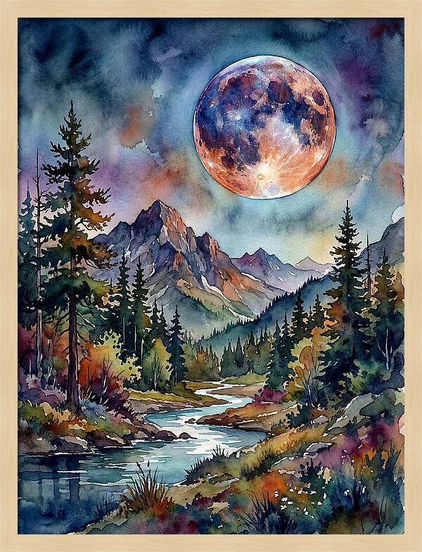 Full Moon Over Mountain Stream