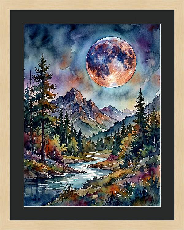 Full Moon Over Mountain Stream