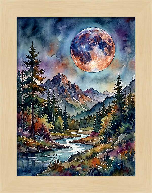 Full Moon Over Mountain Stream