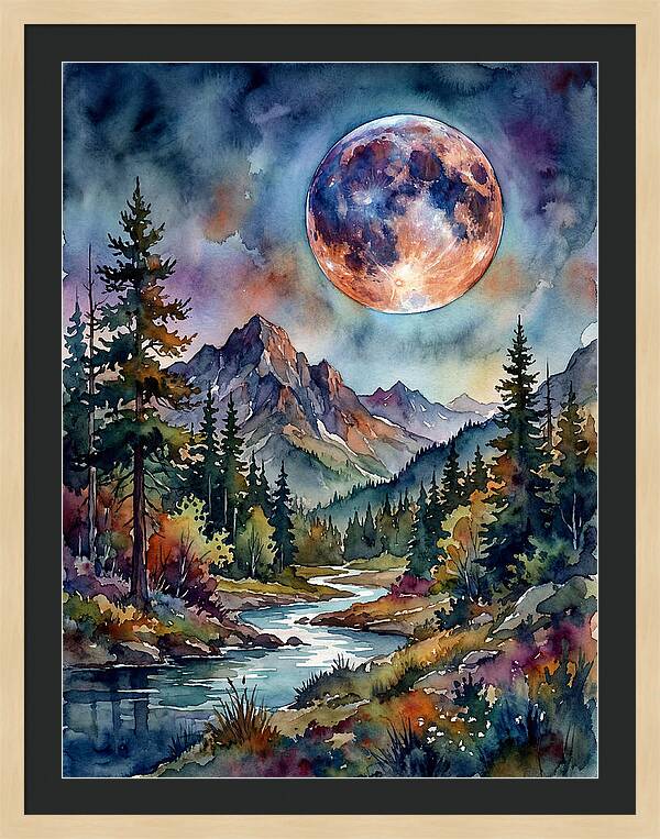 Full Moon Over Mountain Stream