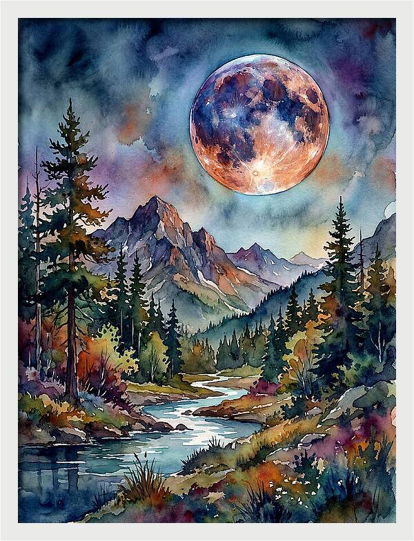 Full Moon Over Mountain Stream