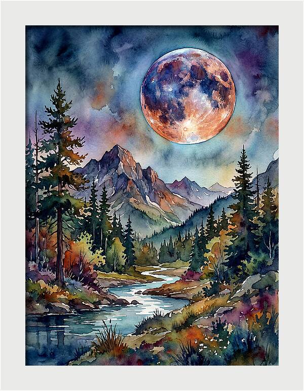 Full Moon Over Mountain Stream