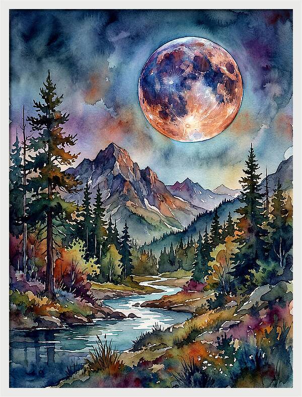 Full Moon Over Mountain Stream