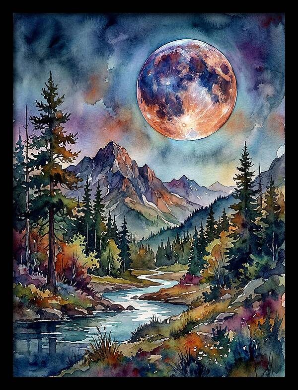 Full Moon Over Mountain Stream