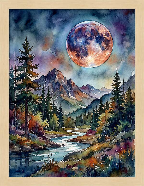 Full Moon Over Mountain Stream