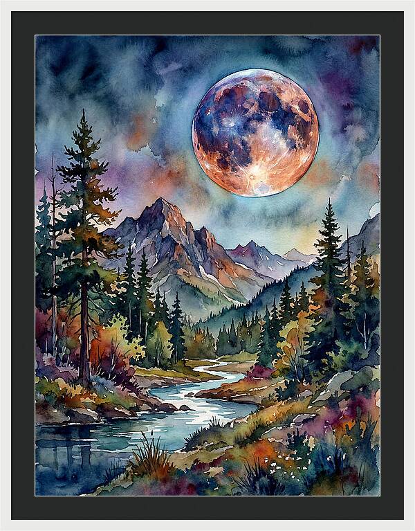 Full Moon Over Mountain Stream