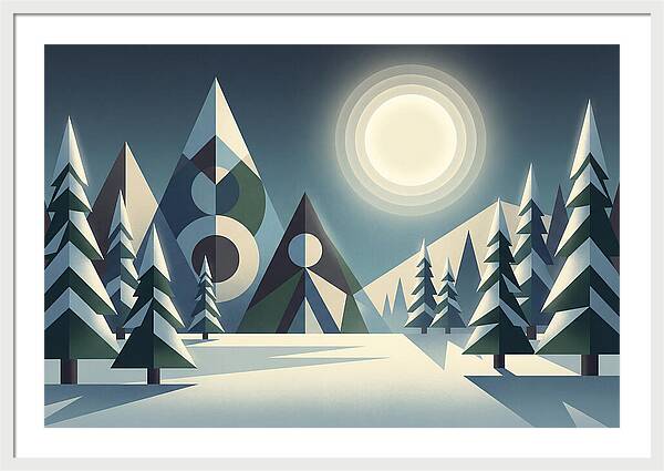 Full Moon Over Snowy Forest