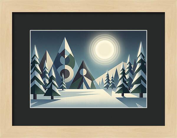 Full Moon Over Snowy Forest