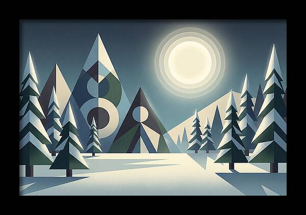 Full Moon Over Snowy Forest