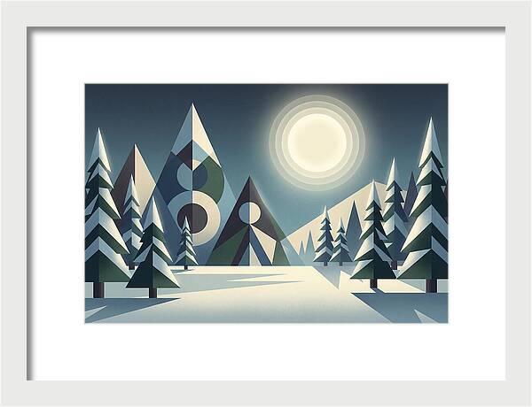 Full Moon Over Snowy Forest