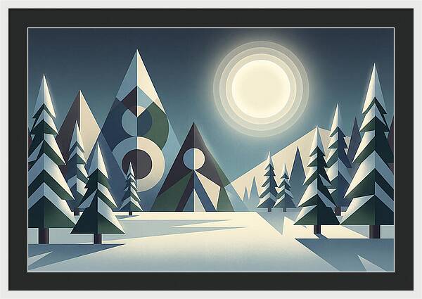 Full Moon Over Snowy Forest
