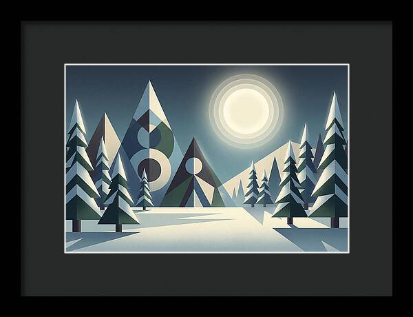 Full Moon Over Snowy Forest