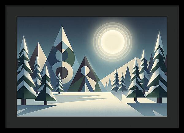 Full Moon Over Snowy Forest