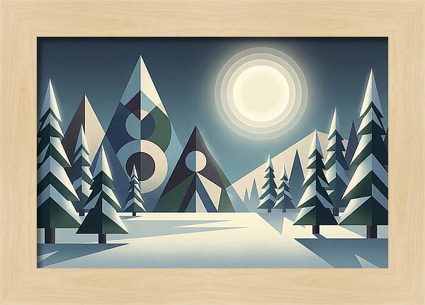 Full Moon Over Snowy Forest