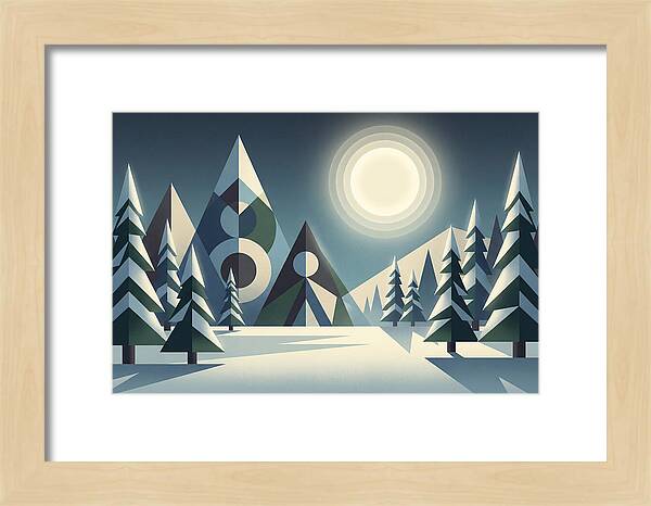 Full Moon Over Snowy Forest